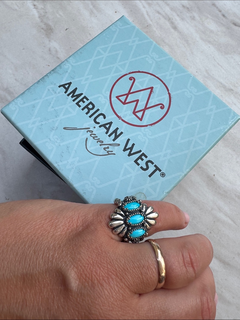 American West Turquoise Floral Cluster Ring - Turquoise & Silver